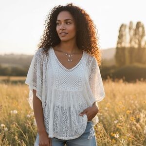 Poof! Ivory Lace Blouse